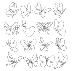 line art butterfly, nature animal wild life, tatto, vector