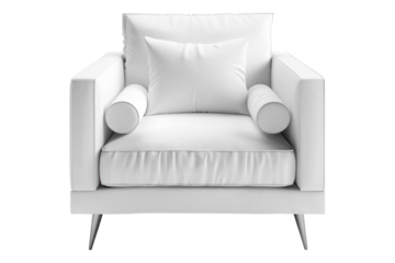 White modern armchair isolated on transparent background