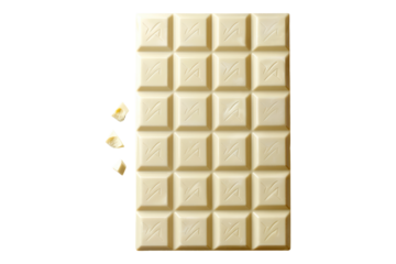 White chocolate bar isolated on transparent background