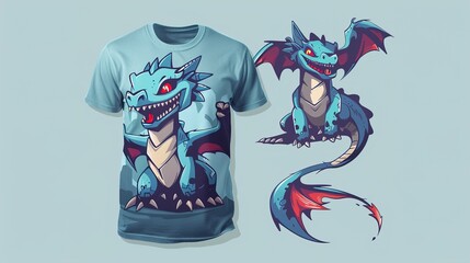 Obraz premium T-shirt with a legendary animated character design on a solid light blue background.
