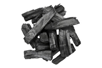Wood charcoal isolated on transparent background
