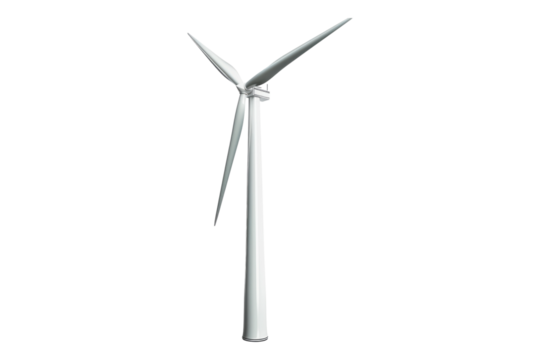 Wind turbine isolated on transparent background