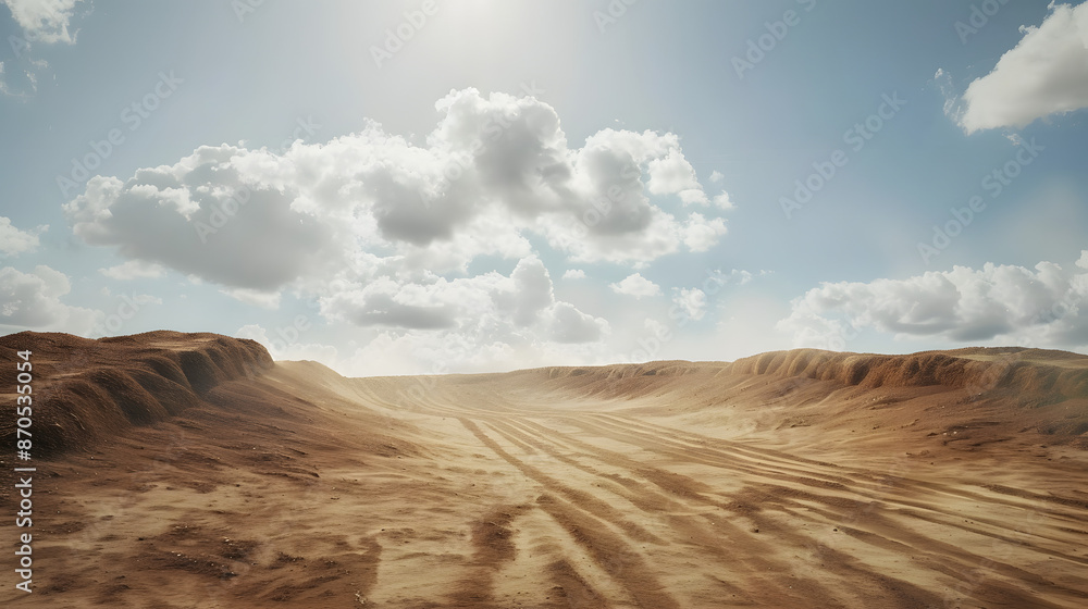 Wall mural a photorealist motocross course background but zoomed on sky in a way that we can use it for making 