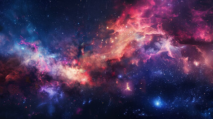 Naklejka premium Colorful Cosmic Nebula in Outer Space