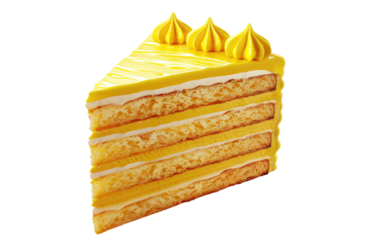Yellow cake of slice isolated on transparent background - Powered by Adobe