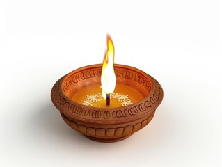 Candle in clay bowl