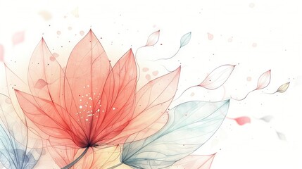 Fototapeta premium Watercolor depiction of a bicolor bloom set against white canvas, adorned with a splash of vibrant pigment on its petals