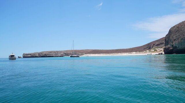 Boats sailing at Isla Espiritu Santo, near La Paz, Baja California Sur, Mexico