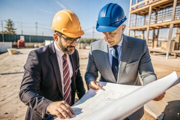 Inspector Reviewing Site Plans with Engineer
