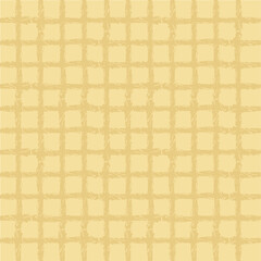 Vector hand drawn crayon checkered pattern. Grunge Doodle Plaid geometrical yellow beige white brush texture. pencil Crossing lines. Abstract pattern.