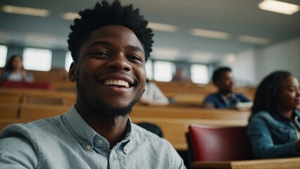Obraz premium Smiling student in a lecture hall