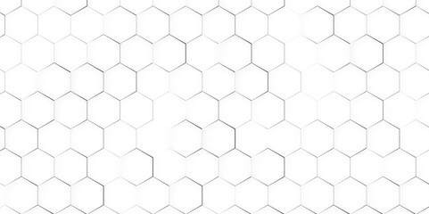 Fototapeta premium Seamless pattern hexagon grid cell, black and white honeycomb abstract. Flat vector illustrations isolated in background.