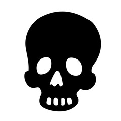 Halloween Skull Silhouette | Spooky Ghosts, Witch, Bat, Tree, Crow, Spider, Black Cat, Tree, Broom, Pumpkin, Jack O' Lantern and Haunted House Spirits, Icon, Clipart, Decoration | Vector Illustration