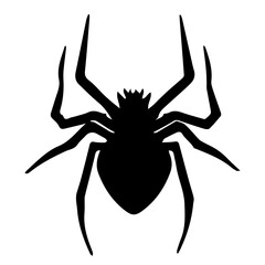 Halloween Spider Silhouette | Spooky Ghosts, Witch, Bat, Tree, Crow, Skull, Spider, Black Cat, Pumpkin, Jack O' Lantern and Haunted House Spirits, Icon, Clipart, Decoration | Vector Illustration
