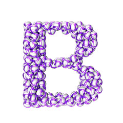 Symbol made of purple volleyballs. letter b