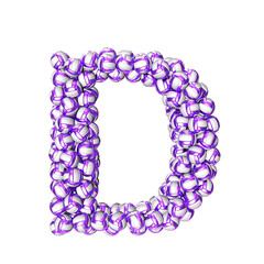 Symbol made of purple volleyballs. letter d