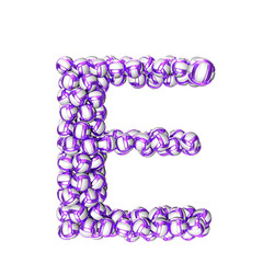 Symbol made of purple volleyballs. letter e