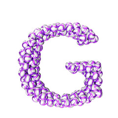 Symbol made of purple volleyballs. letter g
