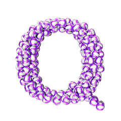Symbol made of purple volleyballs. letter q
