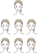 肌の調子が悪い時と良い時の女性のセット