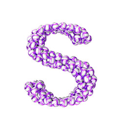 Symbol made of purple volleyballs. letter s