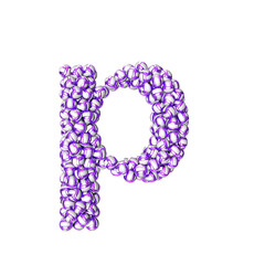Symbol made of purple volleyballs. letter p