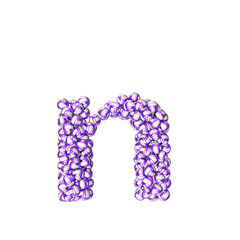 Symbol made of purple volleyballs. letter n