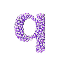 Symbol made of purple volleyballs. letter q