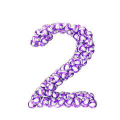Symbol made of purple volleyballs. number 2