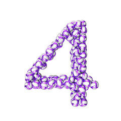 Symbol made of purple volleyballs. number 4