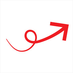Curly red arrow hand up. Isolated on a white  background. vector illustration. EPS 10