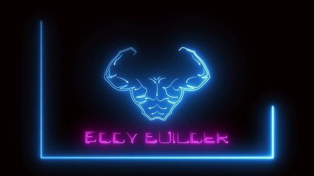 body builder signboard with glowing light effect green screen background