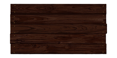 Blank signboard isolated made from cut timber panels and held together with brass rivets graphic illustrated. Nameplate wooden texture pattern.