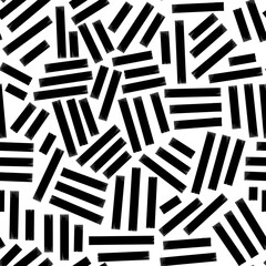 Aesthetic Contemporary printable seamless pattern with abstract line, dot, shape brush stroke in black and white colors. Boho background in minimalist style vector Illustration for wallpaper fabric