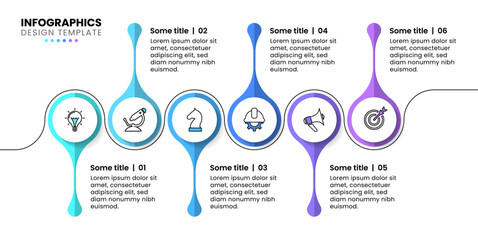 Infographic template. Zigzag line with 6 steps