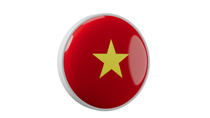 Vietnam, vietnamese Circle flag icon . Transparent backgound. 3d rendered with alpha channel. Round shape. 	