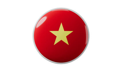 Vietnam, vietnamese Circle flag icon . Transparent backgound. 3d rendered with alpha channel. Round shape. 	