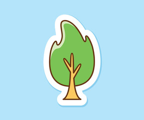 sticker tree, leaf, wood vector illustration