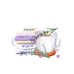 Aquarelle illustration of French lavender coffee. Lavender treats and drinks Theme