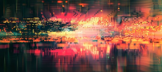 Obraz premium Abstract grunge digital glitch background. Screen TV error screen damage distortion. Generative AI technology. 