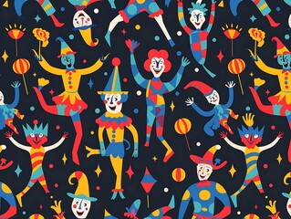 Seamless pattern with clowns