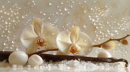 Orchid flower on a Vanilla Bean