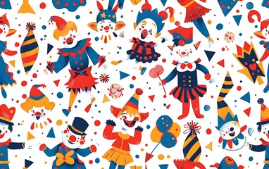 Seamless pattern with clowns
