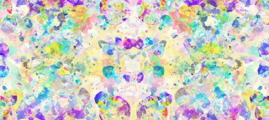 水彩画　インクのシミ　宝石　カラフル