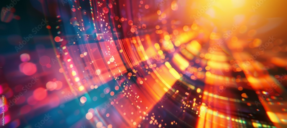 Poster abstract colorful light spark sparkle prism iridescent background. generative ai technology.