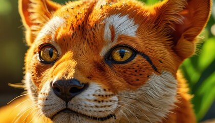 Close-up Portrait of a Young Cat with Golden Eyes.