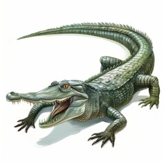 Fototapeta premium A crocodile is shown with its mouth open, revealing its sharp teeth