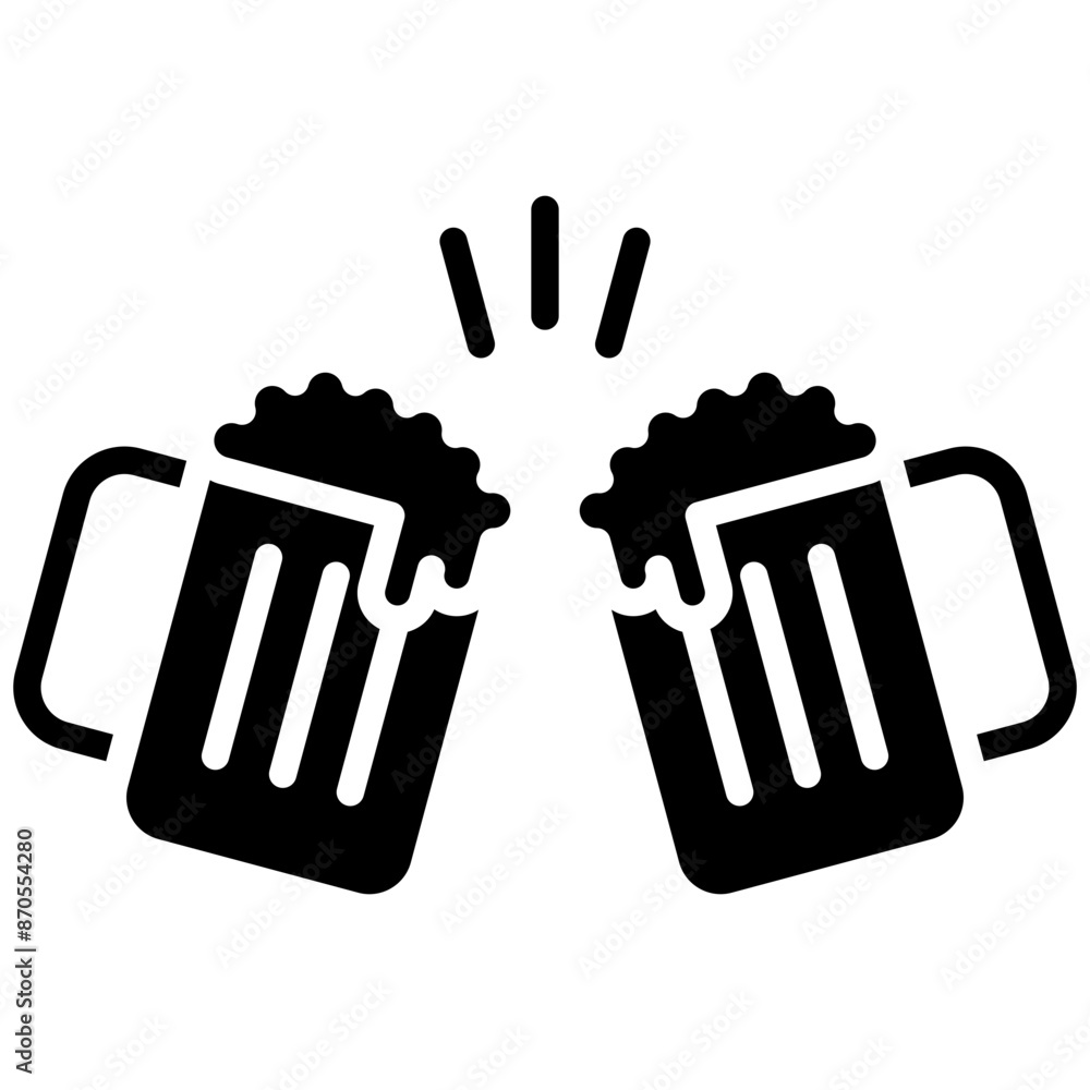 Sticker Beers Toasting vector icon. Can be used for Oktoberfest iconset.