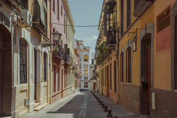 Typical street in the center of Seville, Spain