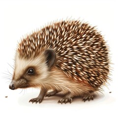 A brown and white hedgehog with a black nose and black eyes